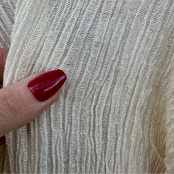 Savannah Morrow Silk Bamboo Cream Crinkle Fabric Blazer Cardigan Top - Picture 10 of 10